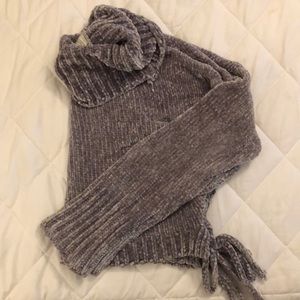 Gray Chenille Cropped Sweater